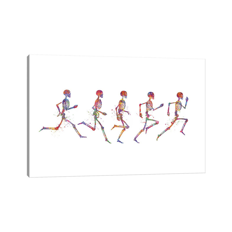 Squelette qui court - impression sur toile tendue, H 40 po x l 60 po x 1,5 po