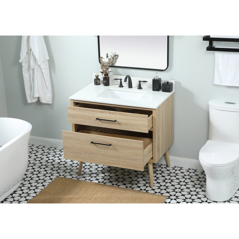 Steinfeldt 36'' Single Bathroom Vanity with Engineered Marble Top, Mango Wood