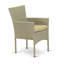 Ensemble de conversation pour patio 7 pièces composé d'une table de salle à manger rectangulaire en osier avec plateau en verre et 6 fauteuils de jardin avec coussin, lin naturel-1103574845