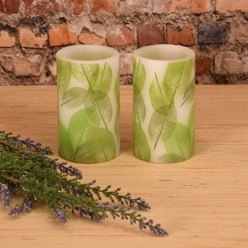 Bougies à cire à DEL en forme de feuille - 2 pièces