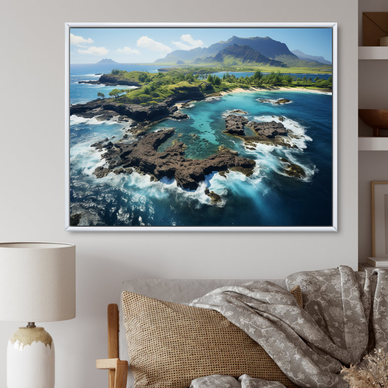Broomall " Hawaii Tropical Escape I ", H 30 po x l 40 po, Cadre flottant blanc
