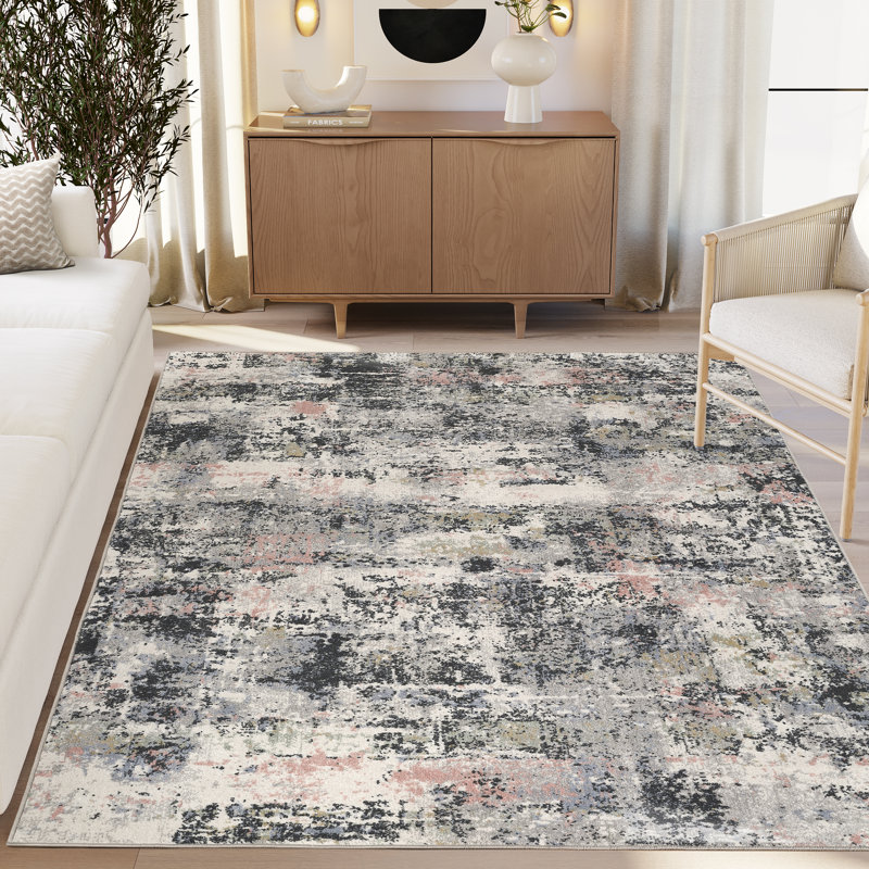 Abani Rugs Tinina Collection VEN110A Washable Abstract Multicolor Area Rug, 6' x 9'