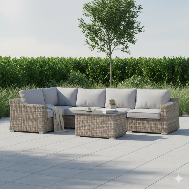 Ensemble de conversation d'extérieur en osier pour 4 personnes - Ensemble de canapé de jardin entièrement assemblé