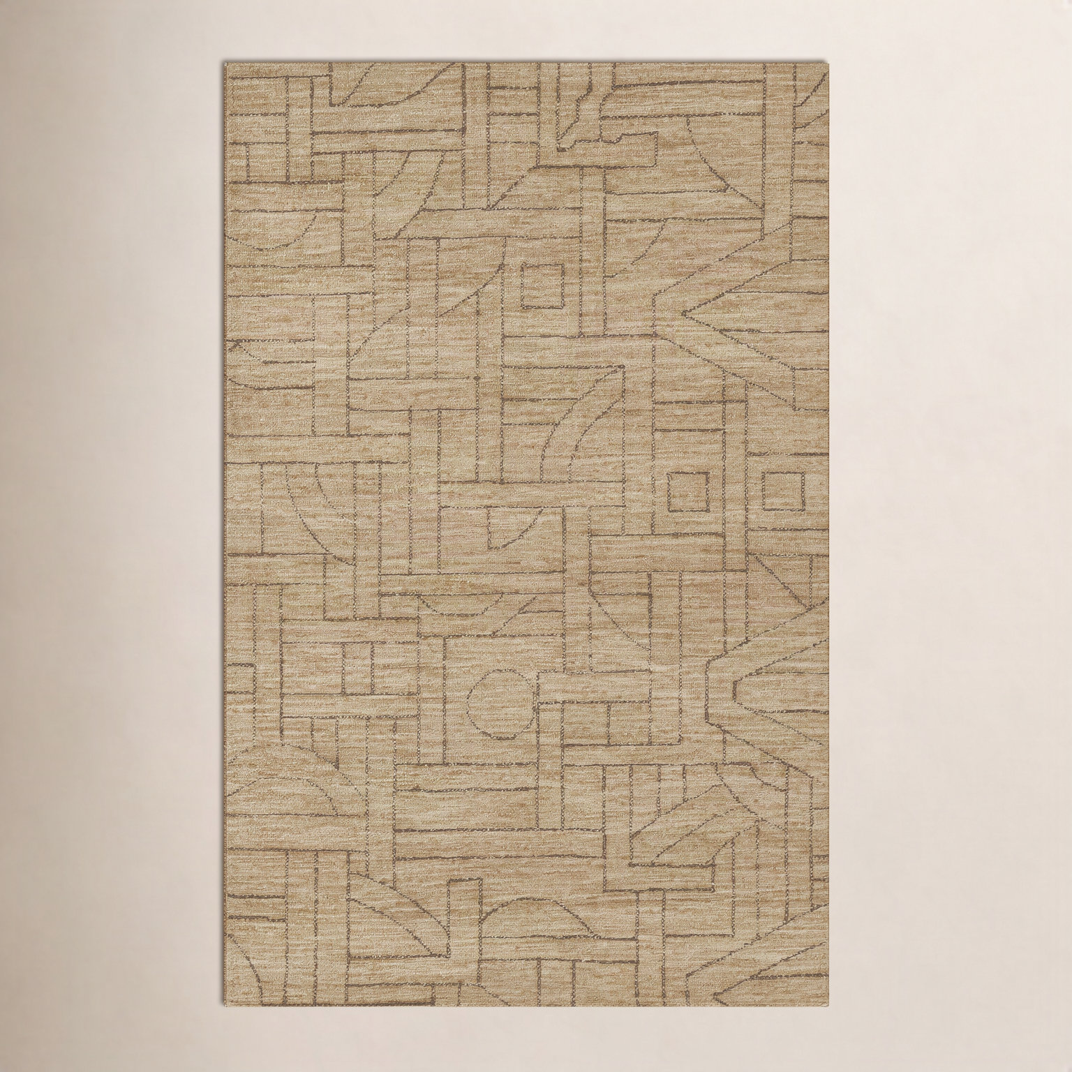 Ann-Sophie Natural Hand-Tufted Geometric Wool Rug, Rectangle 2' x 3'