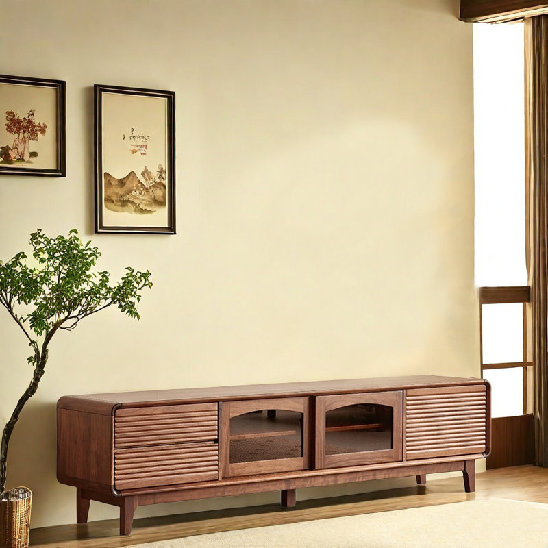 European style solid wood TV stand, 86.61"