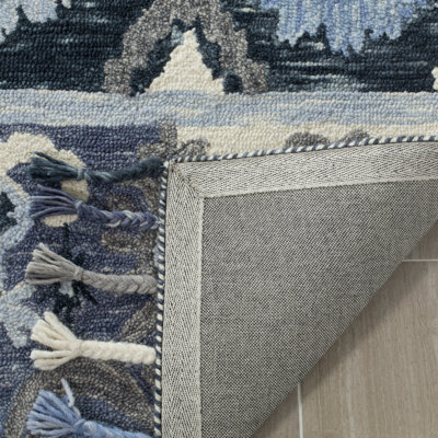 Tapis ikat en laine crocheté à la main Neueranven