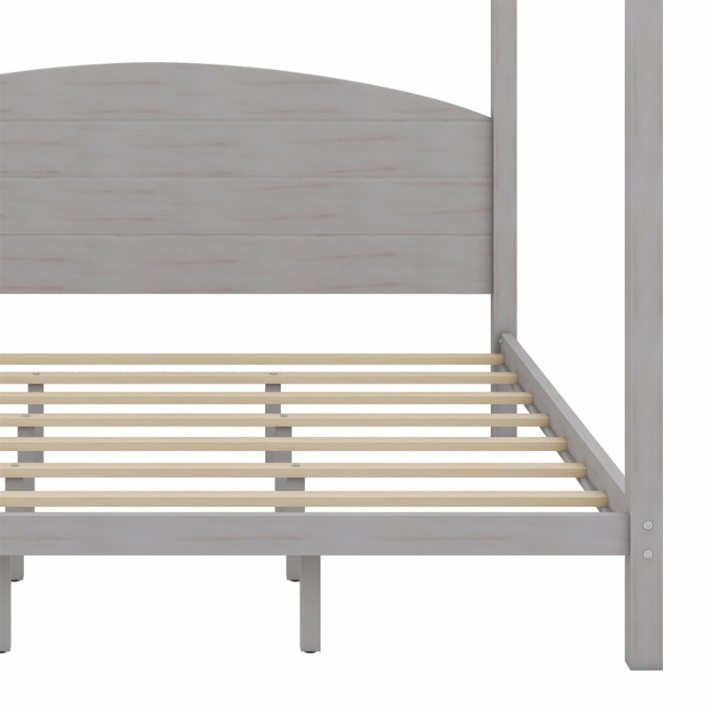 Canopy Platform Bed With Headboard, Grey