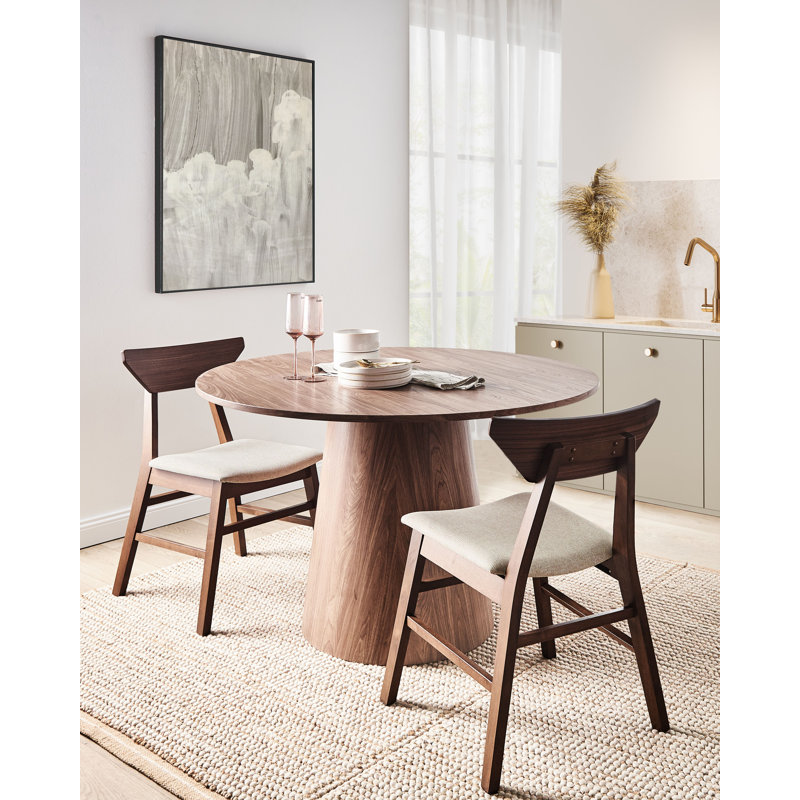 Set of 2 Dining Chairs HOPKINS Wood Taupe, Dark Brown Wood