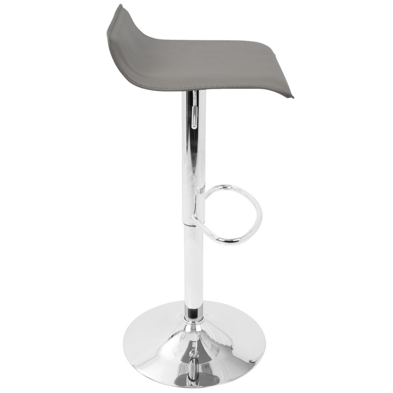 Contemporary Adjustable Barstool In Grey Pu Leather By  - Set Of 2, Grey