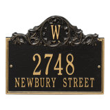 Acanthus Monogram 3-Line Wall Address Plaque