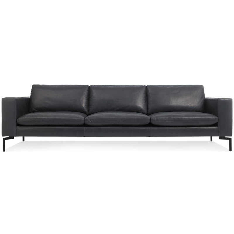 New Standard Sofa, Granite Genuine Leather, 32" H x 104" W x 35" D