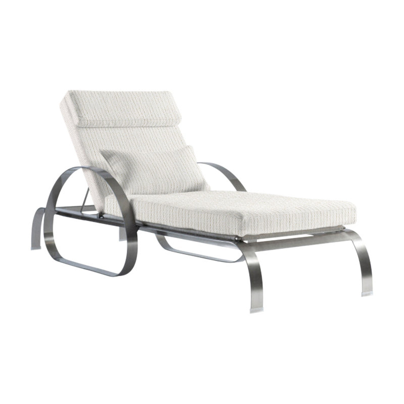 Malibu 87.5" Long Single Chaise with Cushions, Cream Outdoor Poly 6070-002