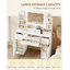 42.5" Large Vanity Desk，Dressing Table with Mirror and LED Light, Power Strip, 4 Drawers, 2 Open Storage Cabinets, and Jewellery Storage for Bedrooms, White