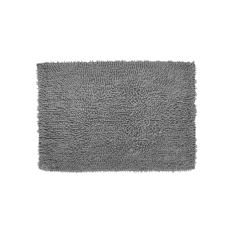 Hayworth Plush Cotton Bath Mat, Gray, 24" W x 40" L
