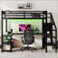 Lit mezzanine double en métal avec garde-robe et lumière DEL