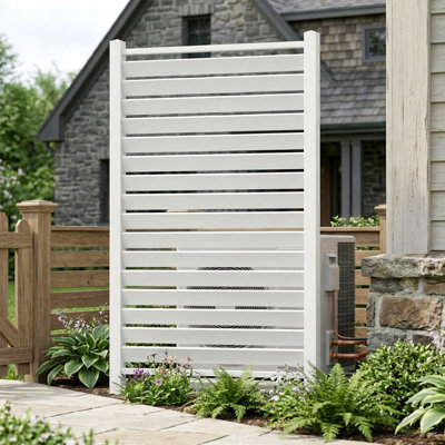 Outdoor PVC Louver Fence Panels, Freestanding Privacy Screen, Single and Double Panel Options, Multiple Sizes