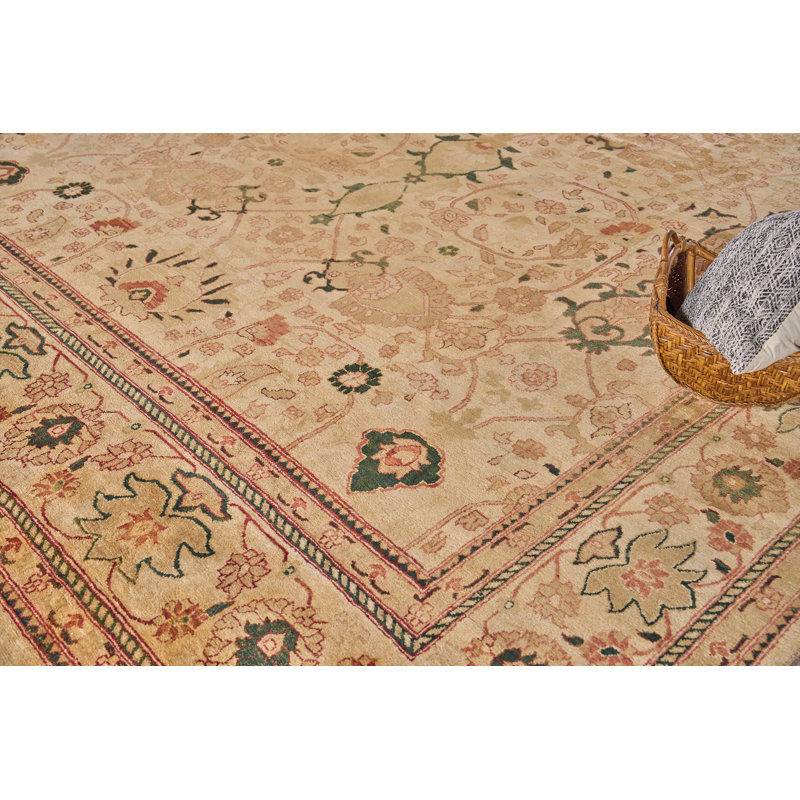 Handmade Red Wool 11'10" x 14'3" Rectangular Area Rug