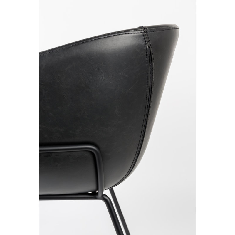 Feston Barrel Chair, Black Faux Leather