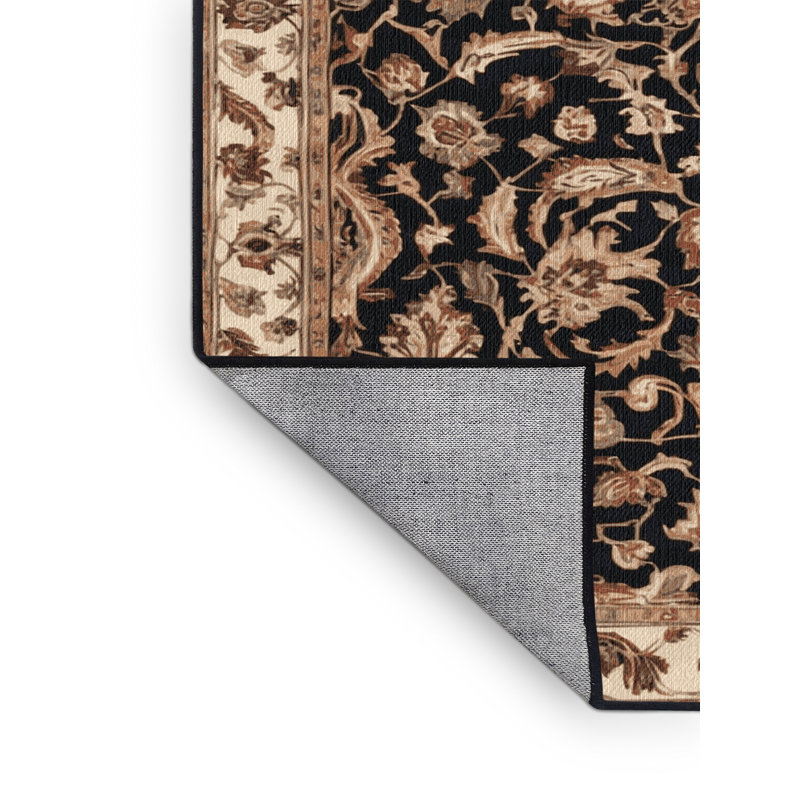Machine Washable Persian Brown Area Rug, Round 4'