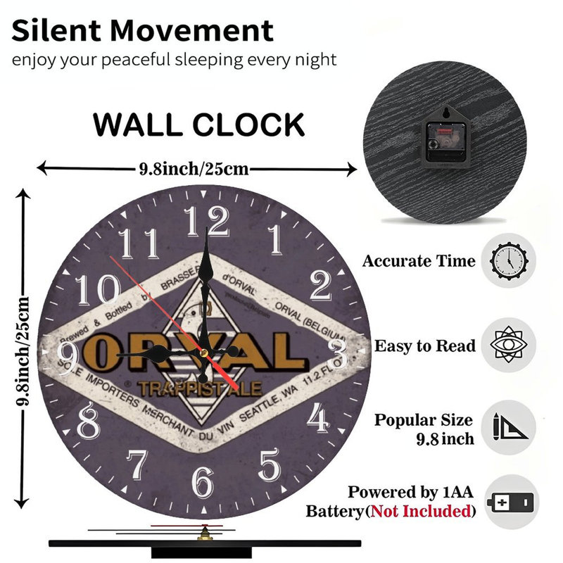 Horloge murale en bois 10 po, mouvement silencieux, à piles (piles AA non incluses), décor artistique, parfait pour les décorations