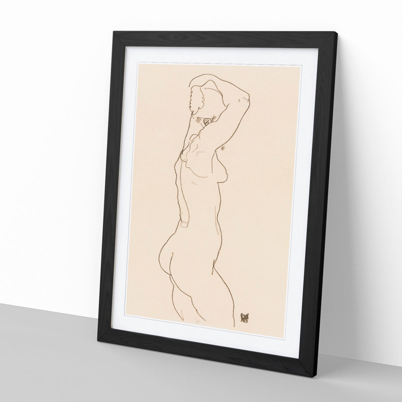 Study of a Naked Woman Vol.1 by Egon Schiele - Framed Print, 65cm H x 48cm W x 2cm D, Black Framed