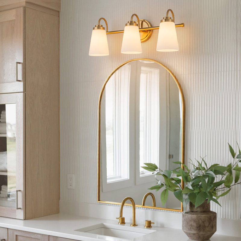 Modern Transitional Frosted Bell Glass Vanity Light, 3 Lights