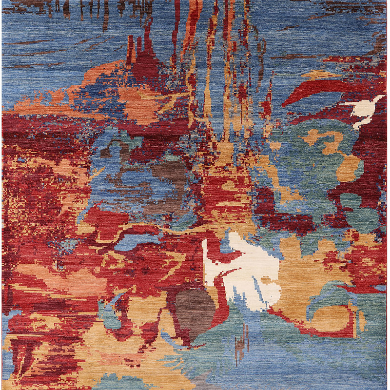 Abstract Indoor Rug, Square 5'