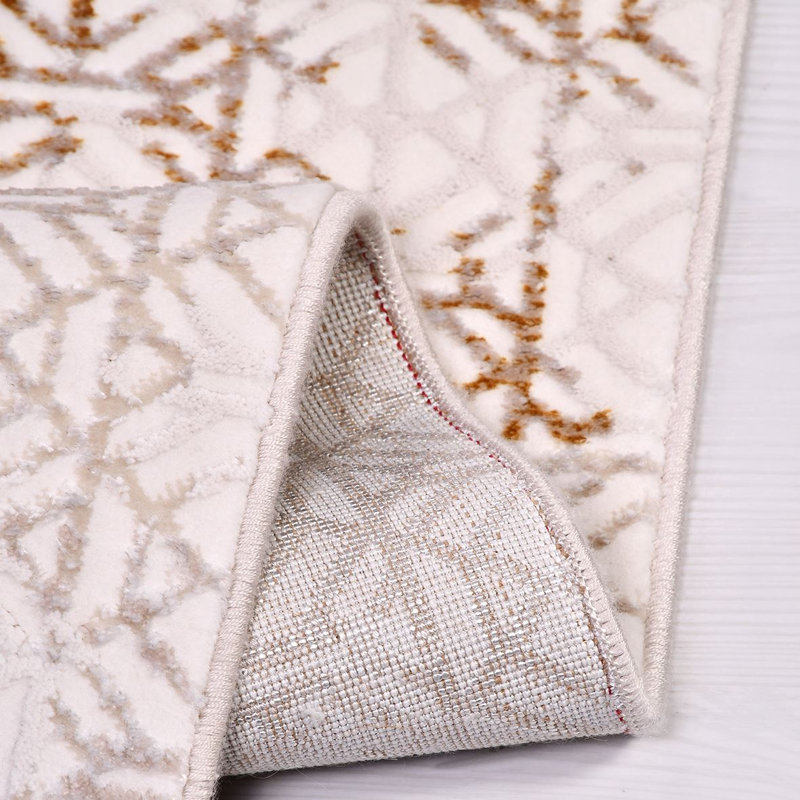 Tapis beige moderne lavable à la machine, Rectangle 2 pi 8 po x 5 pi