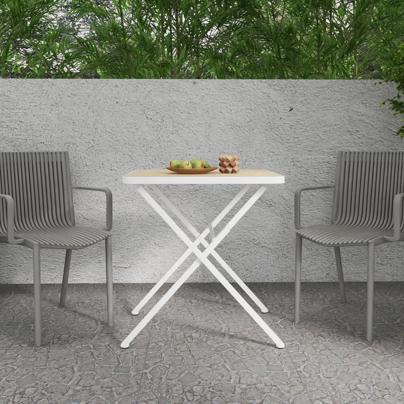 Modern Folding Polypropylene Square Table With Metal Legs, Indoor and Outdoor Multi-Functional Table