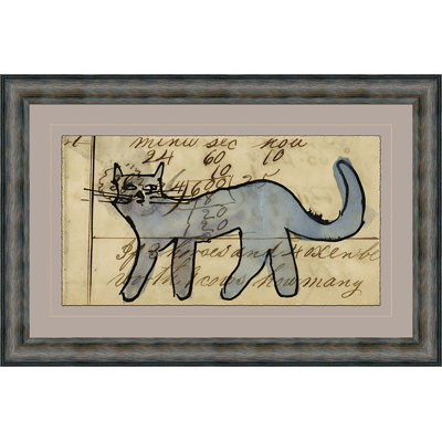 «Blue Cat - Mennonite Ledger Dessin» - Reproduction de photo encadrée sur papier