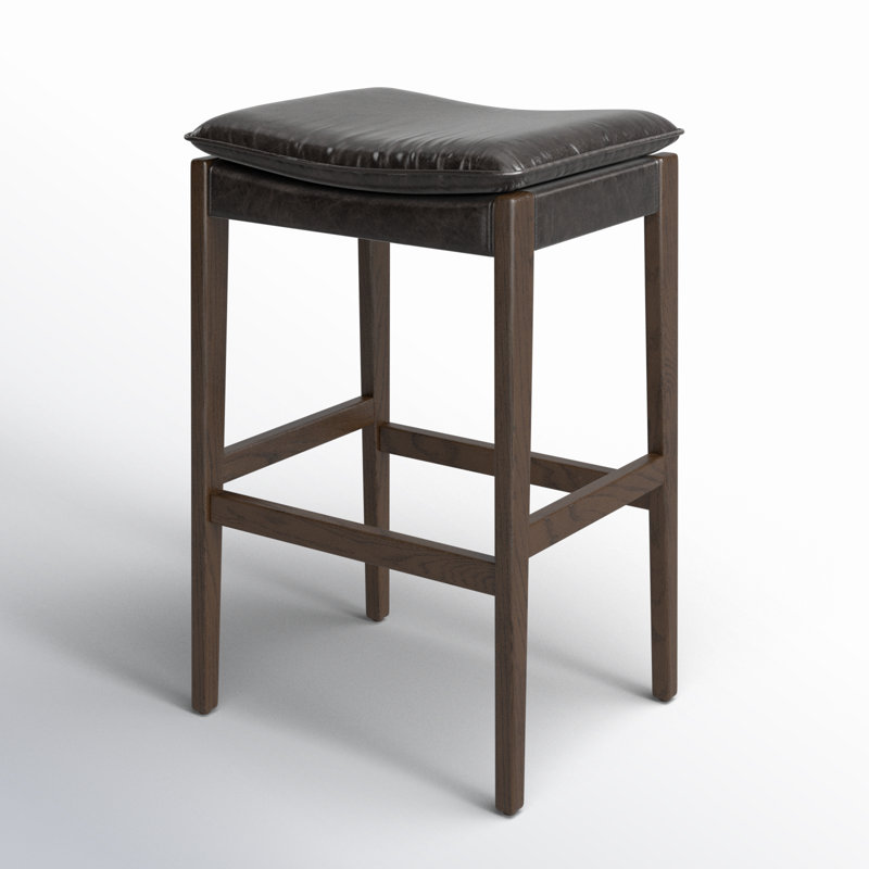 Aya Stool, Bar Stool (30.71" Seat Height), Genuine Leather Sonoma Black