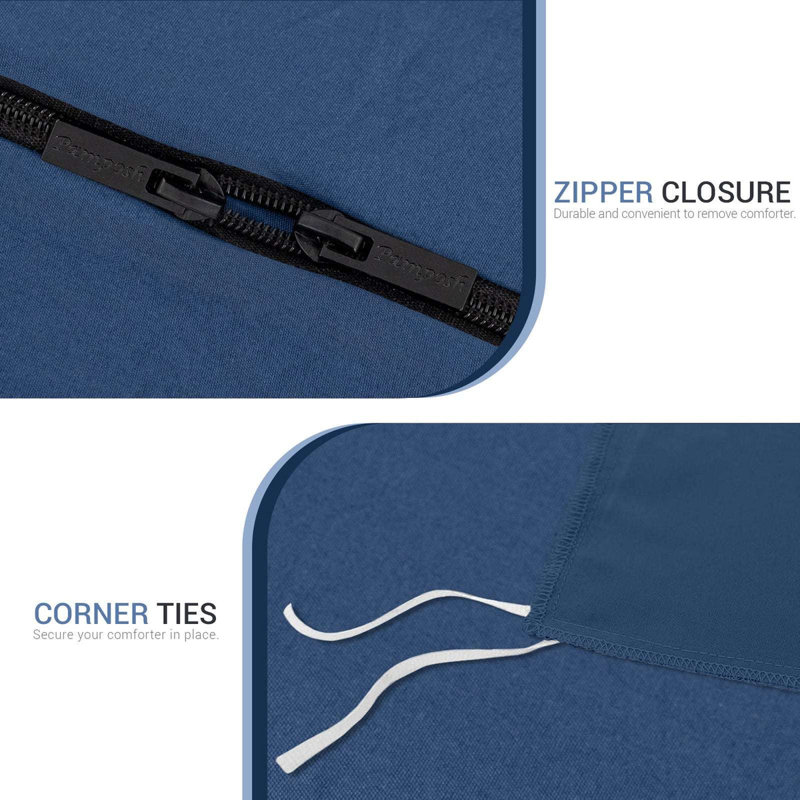 Luxury Prewashed Microfiber Duvet Cover Set -Premium Reversible Ultrasoft Breathable with Matching Pillowcases, Navy