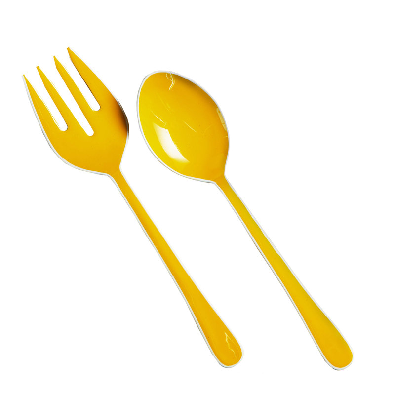 Yellow Enamel Serving Utensil S/2