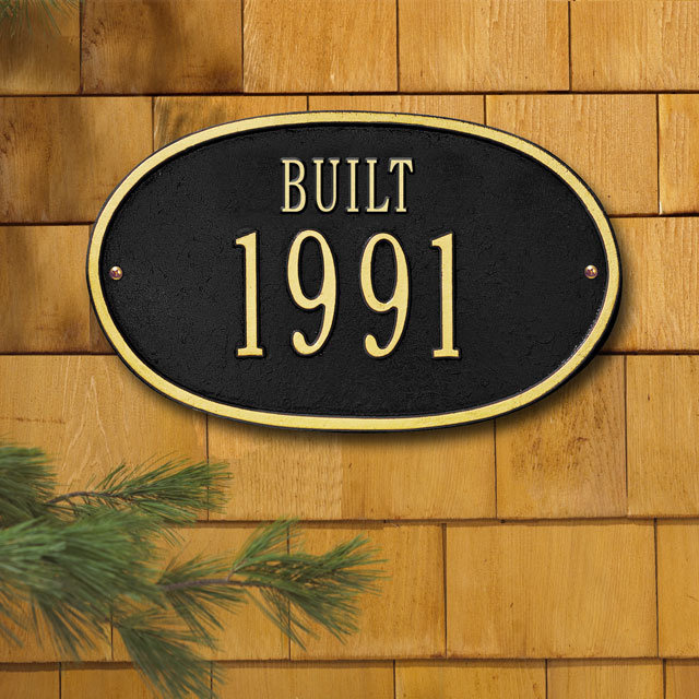 Plaque d'adresse murale sur 2 lignes Date, Cuivre antique, Oui