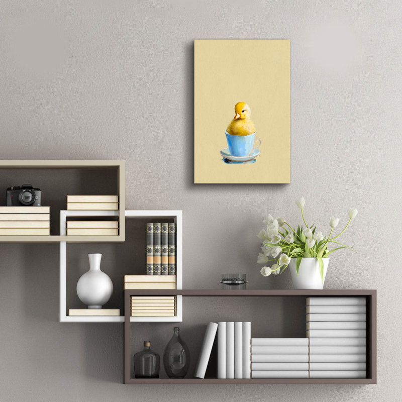  «Duckling In Blue Cup» par Svetlana Aleynikova, art mural en verre acrylique, H 24 po x l 16 po
