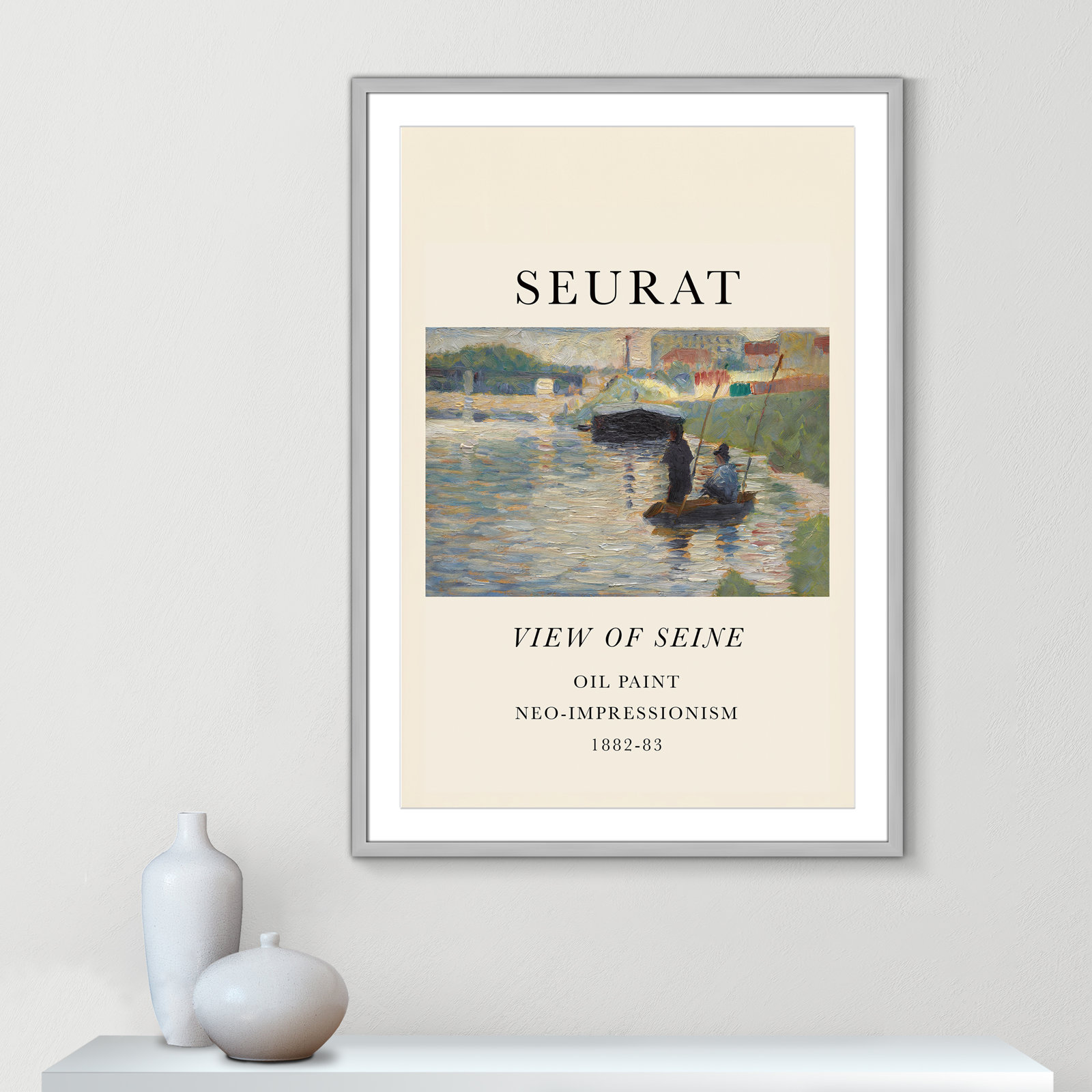 View Of Seine by Georges Seurat, Yes, 23" H x 17" W x 1.25" D, Silver Single Picture Frame