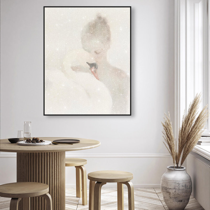 Oliver Gal Love with Goose I Portrait - Diamond Dust Framed Canvas Art, 45" H x 36" W, Black