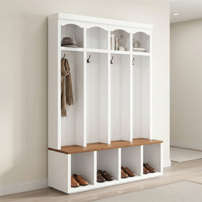 77.1-inch Tall Entryway Coat Rack With 4 Hooks And Open Storage Space; Ideal For Entryways, Hallways, Storage Rooms, And Living Rooms