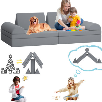 Large Modular Kids Couch Sofa,Couch For Toddler And Baby Playroom/Bedroom,Perfect Toddler & Baby Couch For Play & Lounging,Ideal For Boys & Girls. by Latitude Run