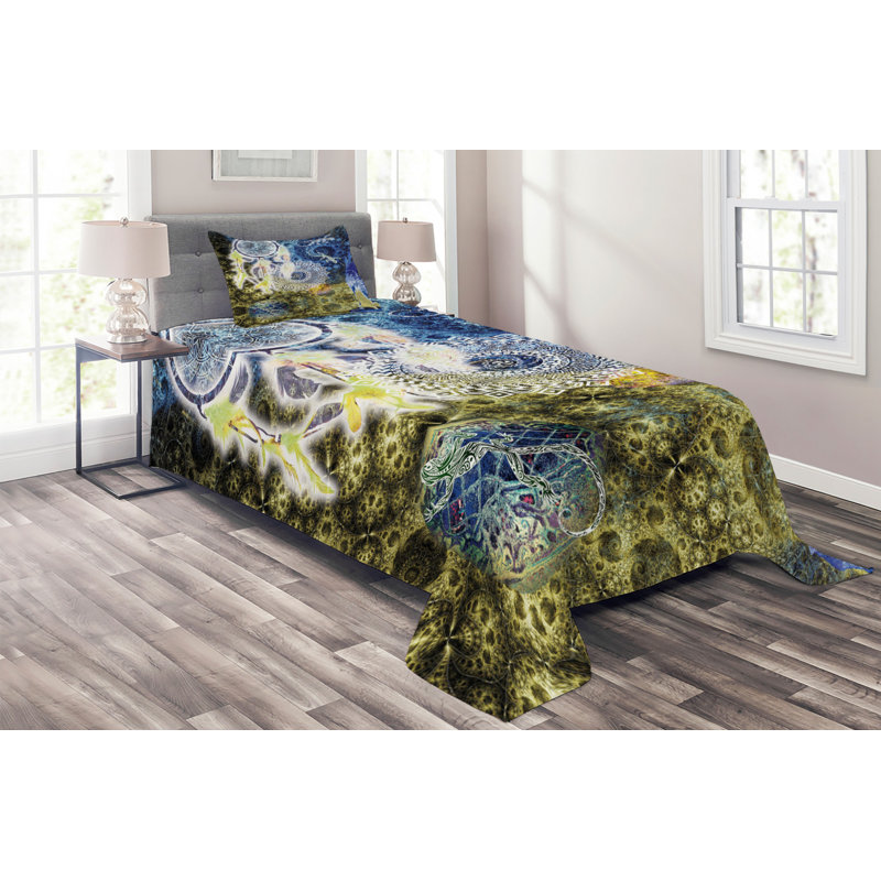 Puppy Eclectic Polyester Abstract Coverlet, Twin Bedspread + 1 Sham