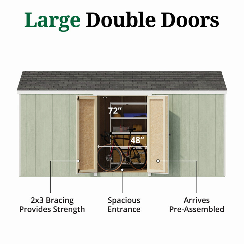 Value Gable Shed With Side Entry, No, 96.5'' H x 96'' W x 192'' D