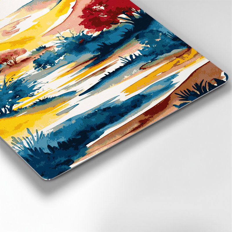 Aquarelle paysage 71, art mural en métal beige, H 36 po x l 24 po
