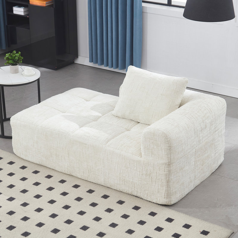 Soft Chenille Couch - Wrinkle Fabric & Spacious Interior Beige For Lounge Comfortable Seating Stylish Appeal, Beige