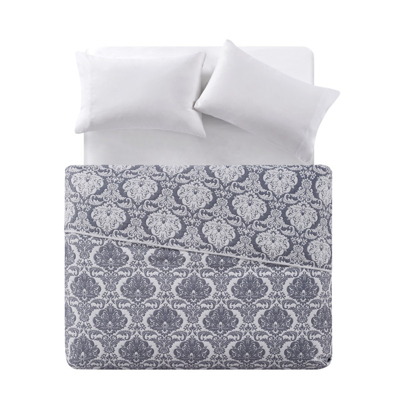 Couvre-lit matelassé réversible Hannah, Bleu ardoise