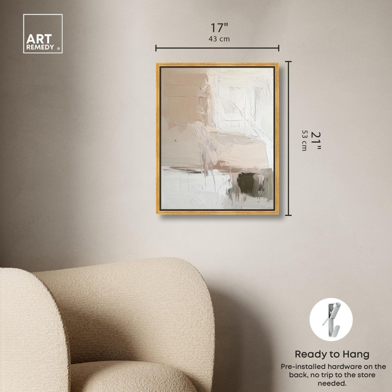 «Gentle Strokes of Nature I», toile neutre par Art Remedy, H 21 po x l 17 po, Cadre flottant doré