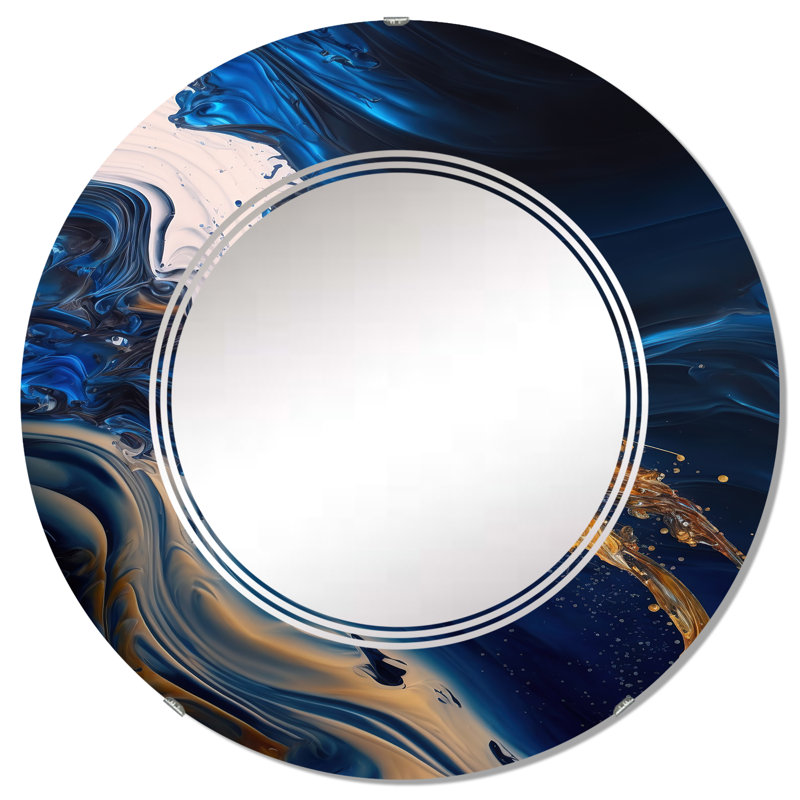 Miroir mural Prenell Ice Paint Splash II - Modern, 32 po x 32 po