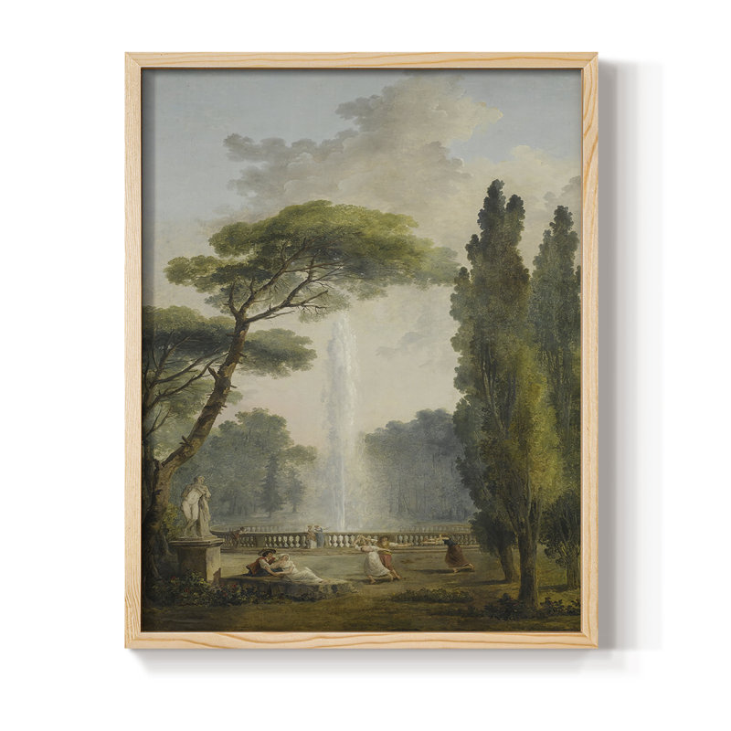 Reproduction florale vintage avec encadrement Cccx - bois massif, Naturel, H 21 po x l 17 po