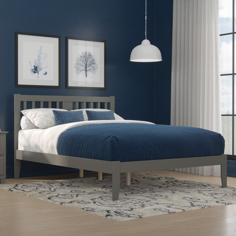 Zosia Solid Wood Slat Bed, Gray, Twin