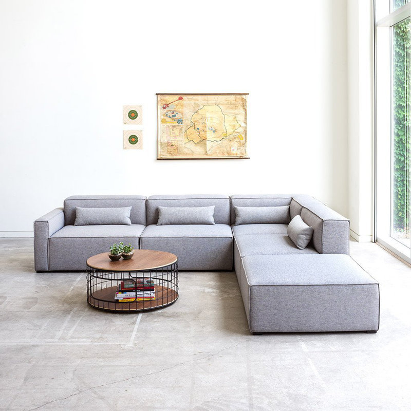 Mix Modular 3-Pc Sectional, Parliament Stone Performance Twill