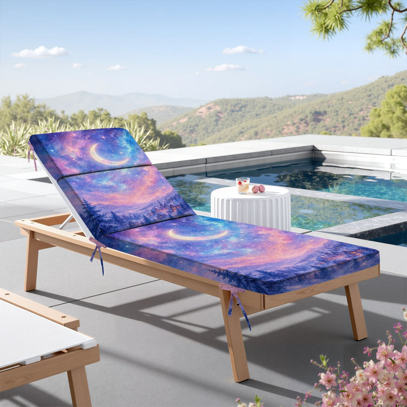  Coussin de patio pour l'extérieur 3 po Fantasy Night Sky Crescent Moon Starry Aurora Snowy Village